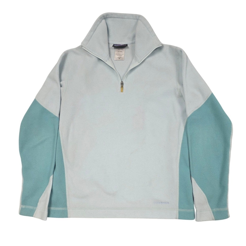 VTG Patagonia Synchilla 1/4 Zip Fleece Pullover Sweater‎ Women XS Light Blue EUC
